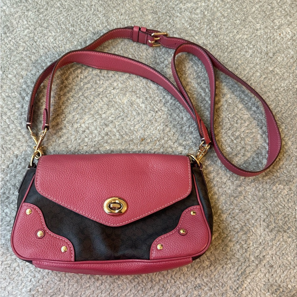 Coach Pink and Brown Signature Purse